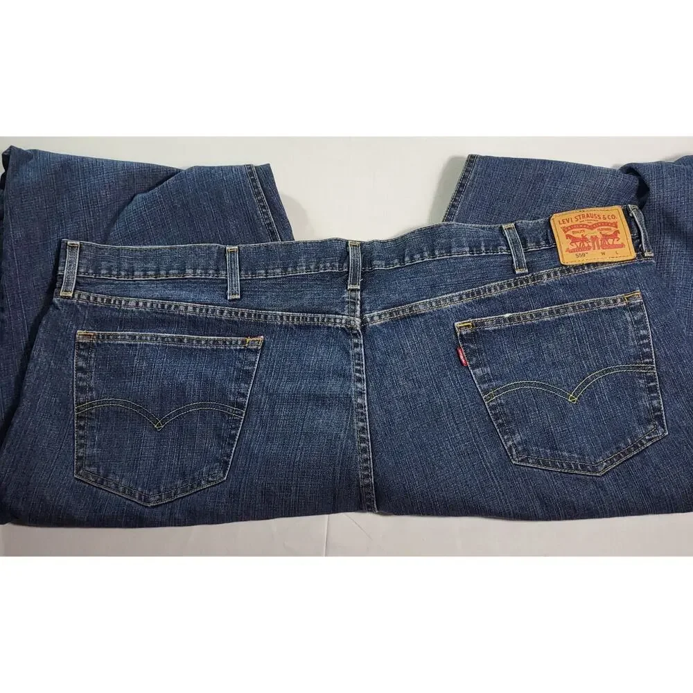 Levi's 559 Relaxed Straight Jeans Mens W52 L30 Blue Denim Big Tall 52x30